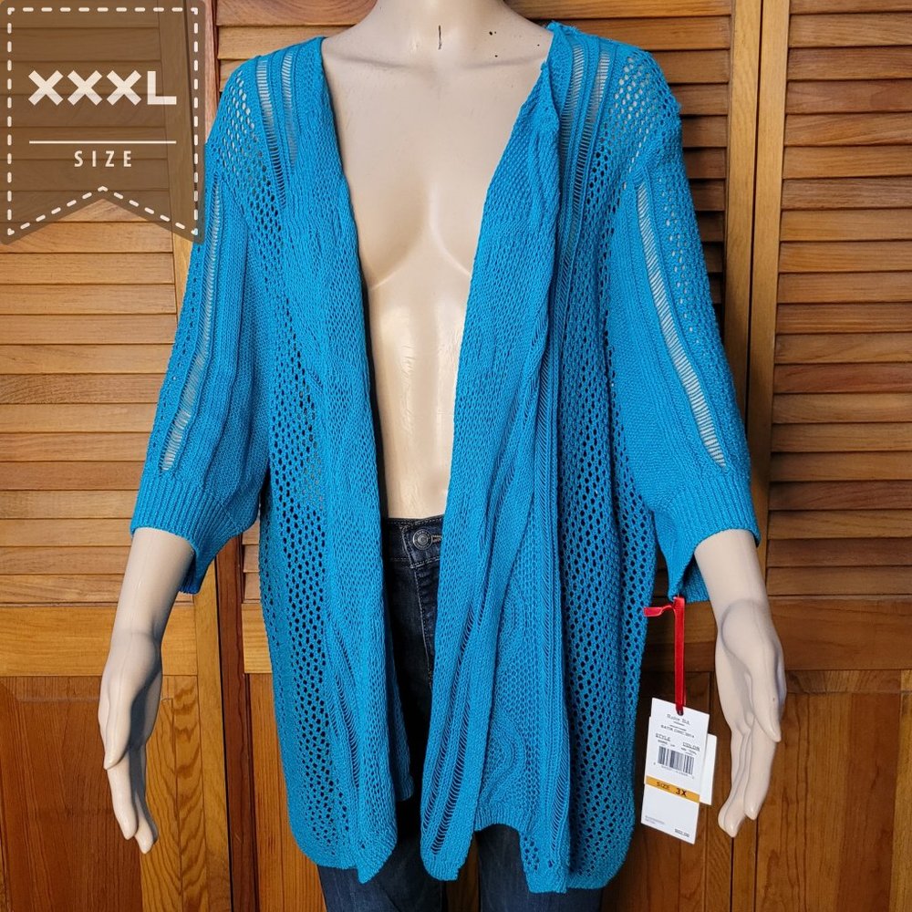 Ruby Rd. Teal Crocheted Sweater